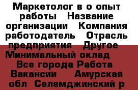 Маркетолог в/о опыт работы › Название организации ­ Компания-работодатель › Отрасль предприятия ­ Другое › Минимальный оклад ­ 1 - Все города Работа » Вакансии   . Амурская обл.,Селемджинский р-н